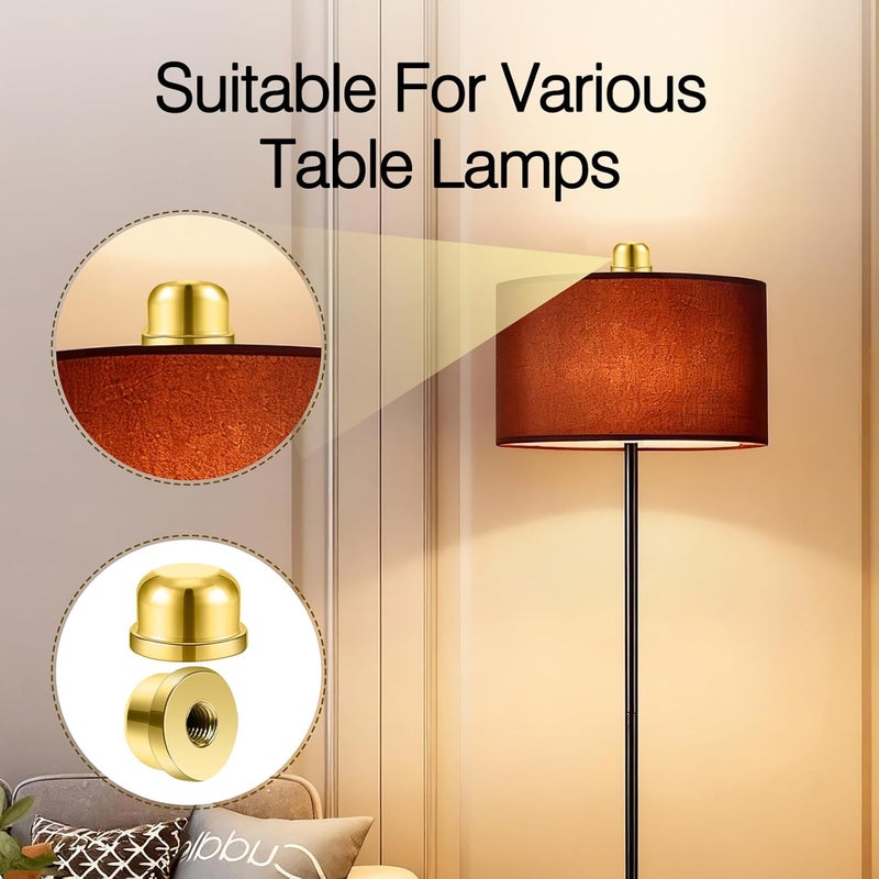 Dirvcp 2Pcs Retro Lampshade Decorative Lampshade Nuts with Double Threaded Screws, Suitable for 3/8 Inches and 1/4-27 Inches (Gold) - Image 4